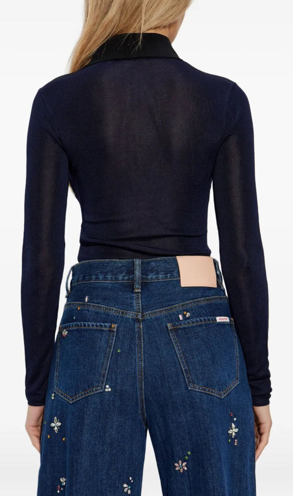 Hilal Chic Ribbed Knit Gold-Button Bodysuit