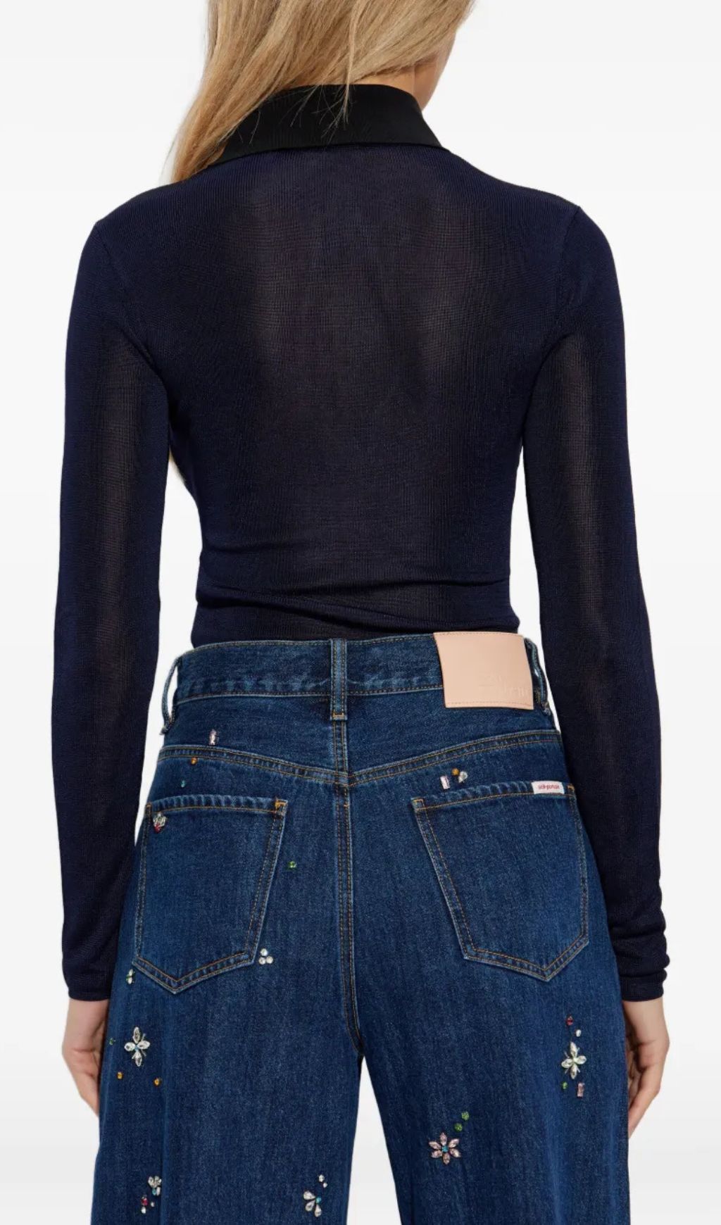 Hilal Chic Ribbed Knit Gold-Button Bodysuit