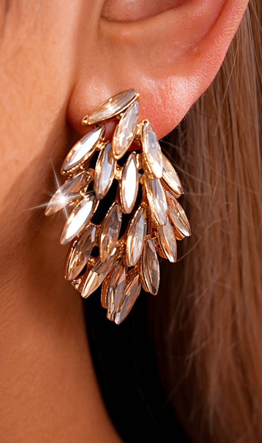 Katinka Statement Diamante Earrings: Celestial Sparkle for Women