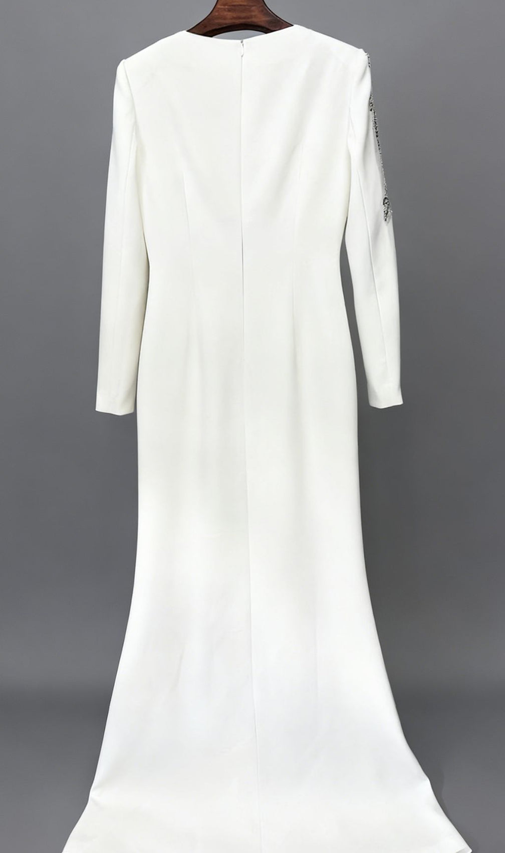 Jessica White Floral Embellished Evening Gown - Elegant Black & White Formal Dress