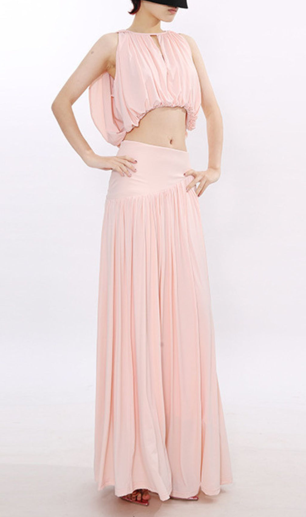 Jennyl Effortless Chic Blush Pink Crop Top & Maxi Skirt Set | Two-Piece Outfit