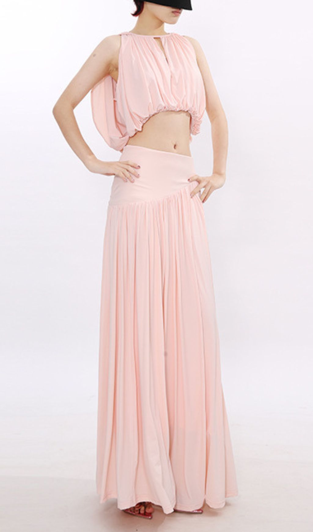 Jennyl Effortless Chic Blush Pink Crop Top & Maxi Skirt Set | Two-Piece Outfit