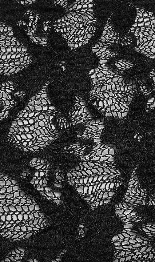 Jemma Black Sheer Lace Maxi Dress | Deep V-Neck Long Sleeve Evening Gown