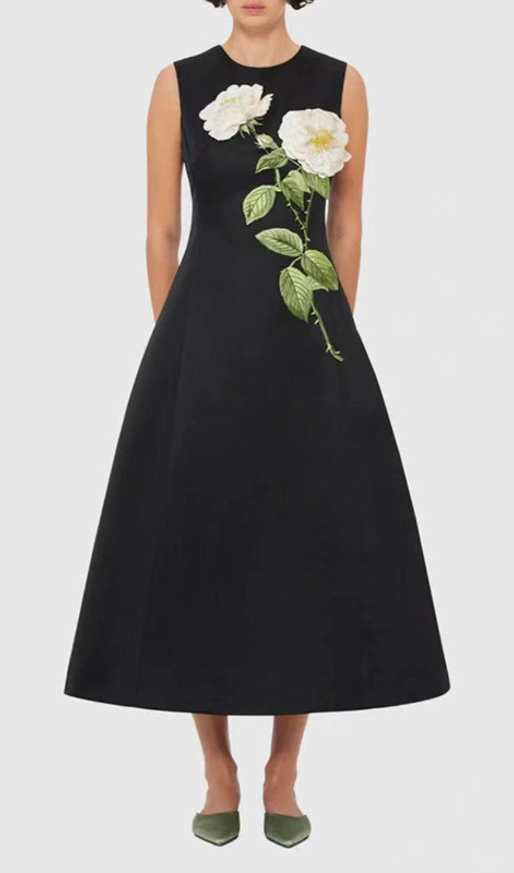 Gigi Flower Embroidery Midi Dress