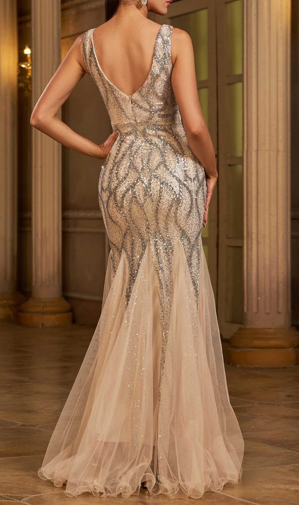 Jarrett V-Neck Sequin Maxi Dress | Glamorous Formal Evening Gown