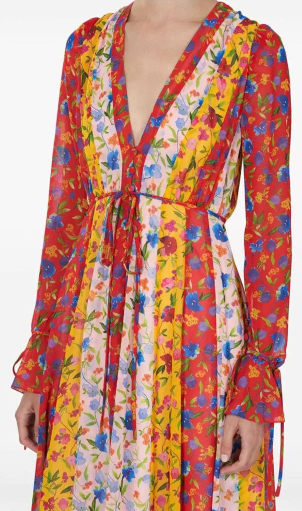 Avayah Contrasting Striped Flower Midi Dress