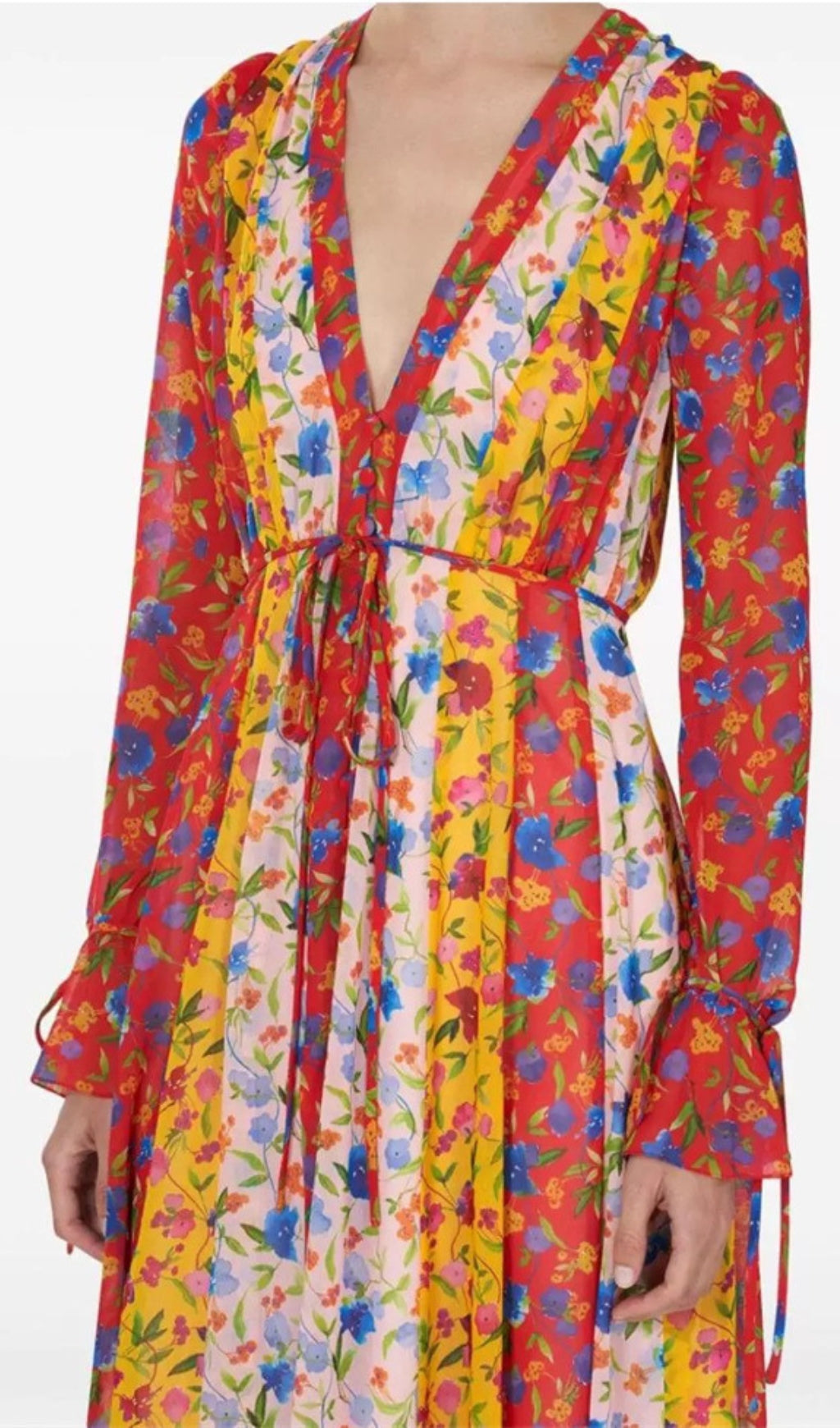 Avayah Contrasting Striped Flower Midi Dress