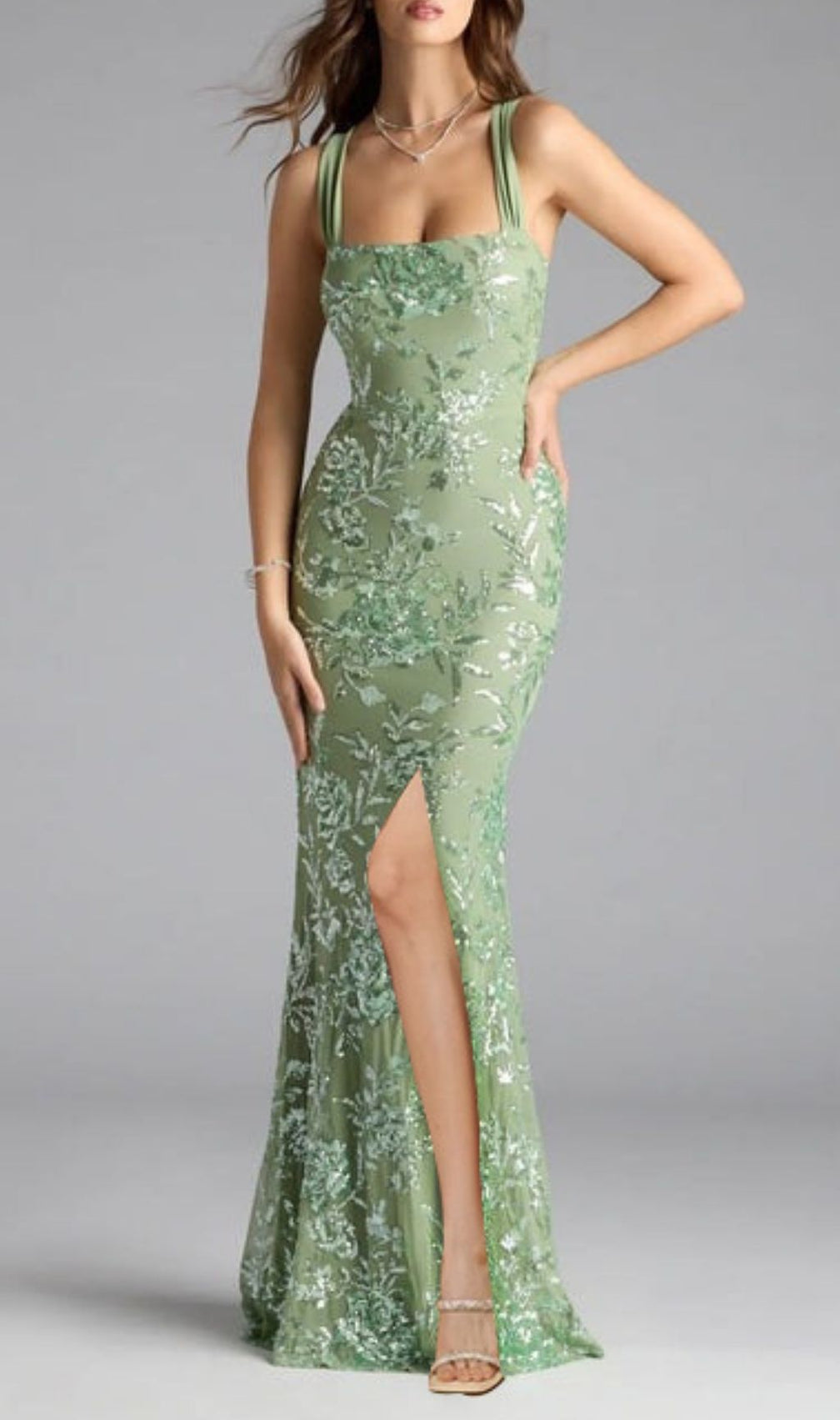 Lanya Green Sequin Maxi Dress