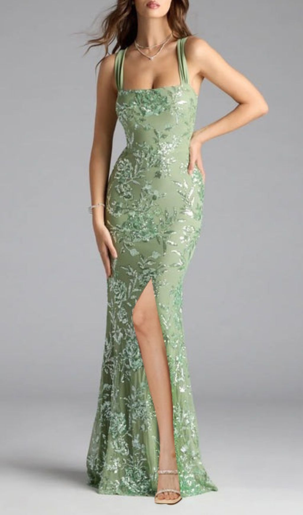 Lanya Green Sequin Maxi Dress
