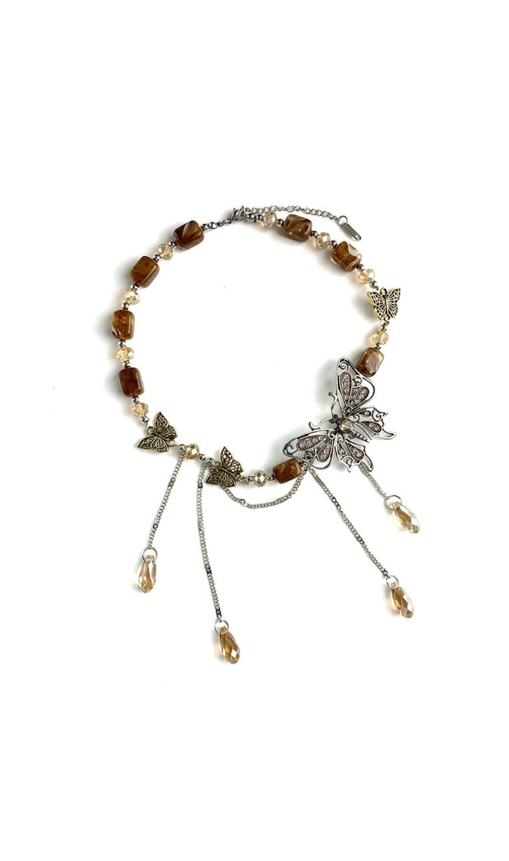 Khaza Chic Butterfly Teardrop Tassel Choker Necklace