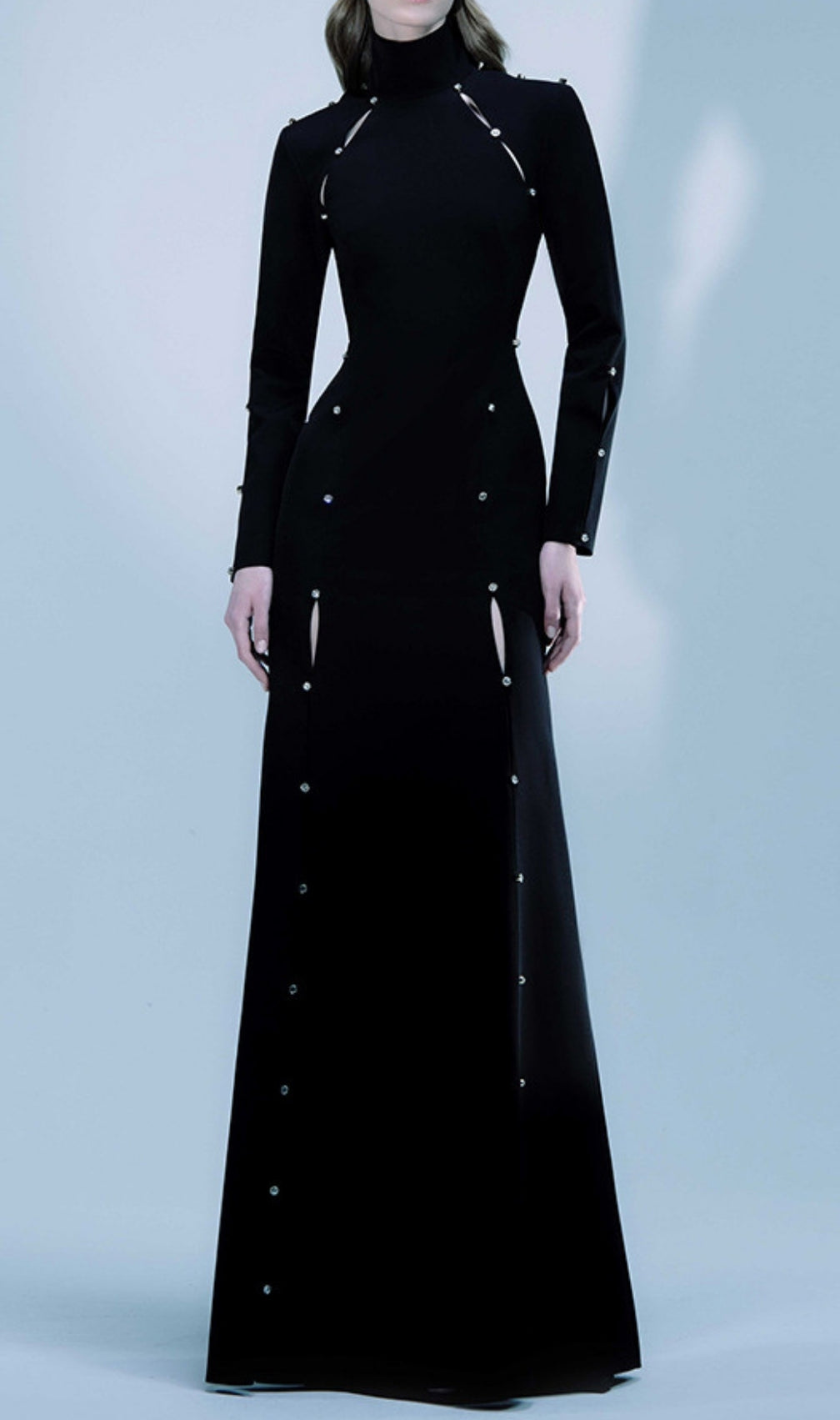 Electa Black Long Sleeve Maxi Dress
