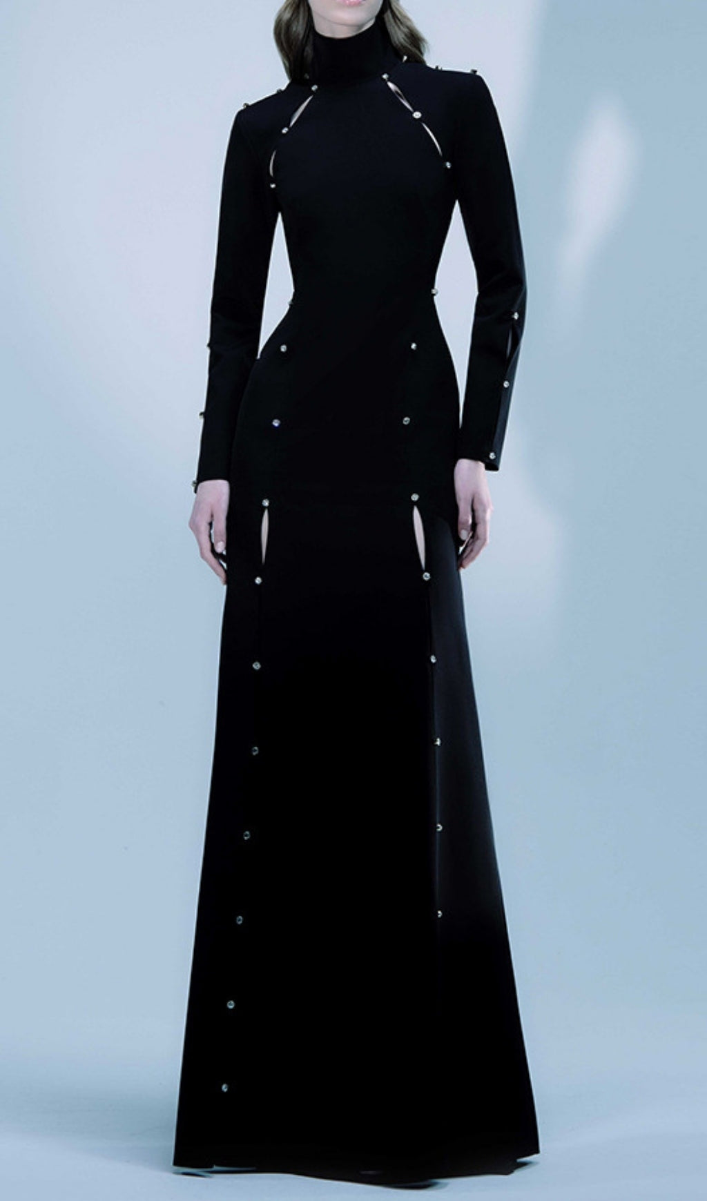 Electa Black Long Sleeve Maxi Dress