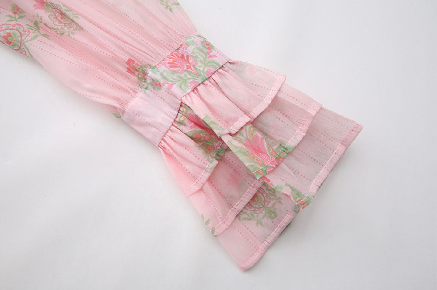 Kaui Elegant Pink Floral Long Sleeve Maxi Dress | Wedding Guest & Garden Party