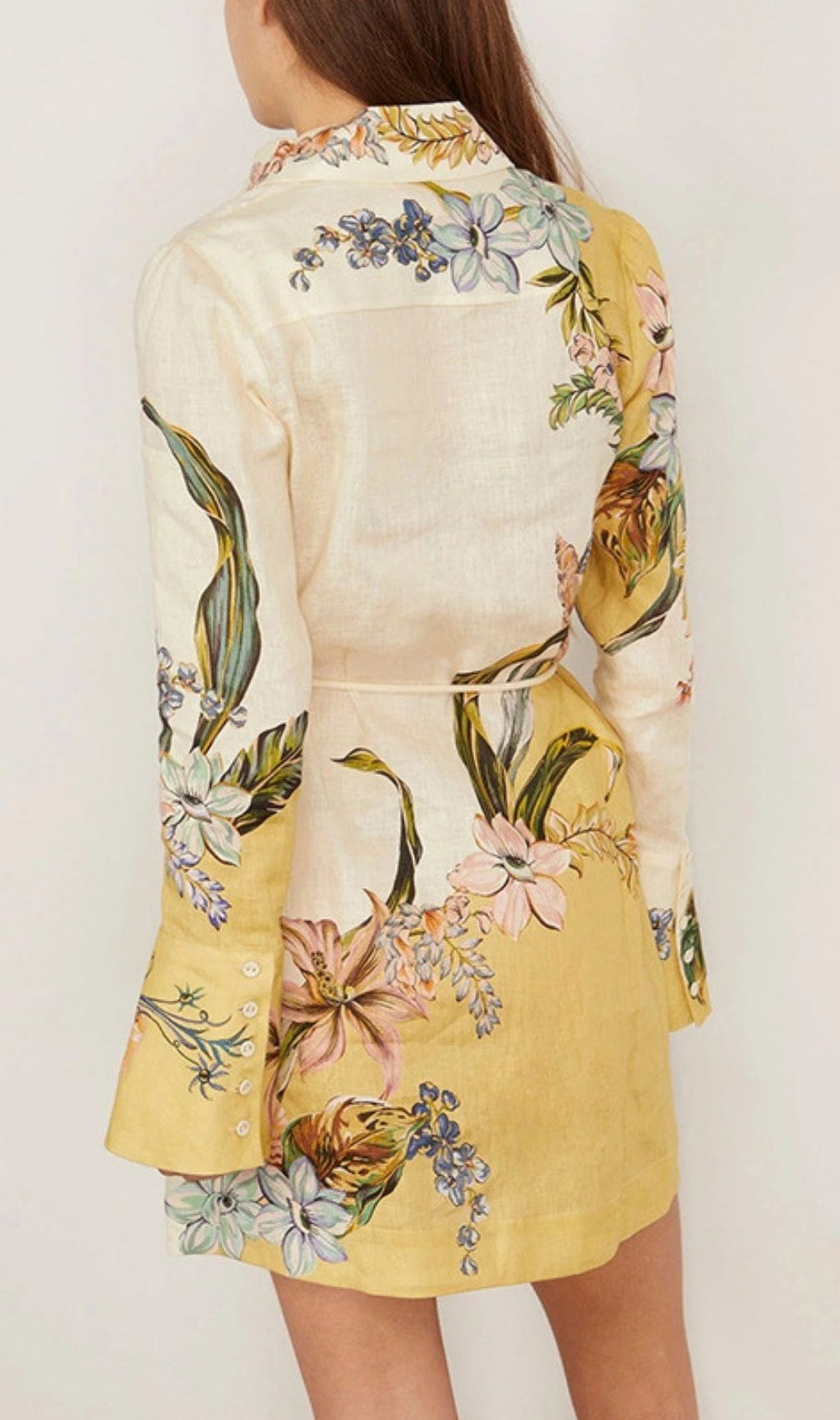 Etenia Long Sleeve Flower Printed Mini Dress