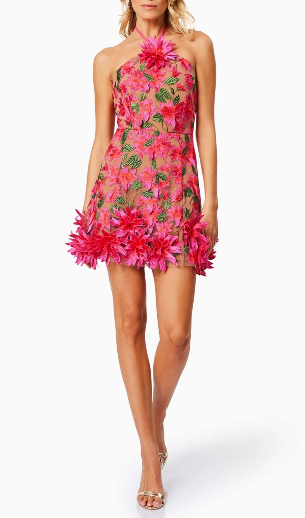 Faunia Halter Flower Mini Dress