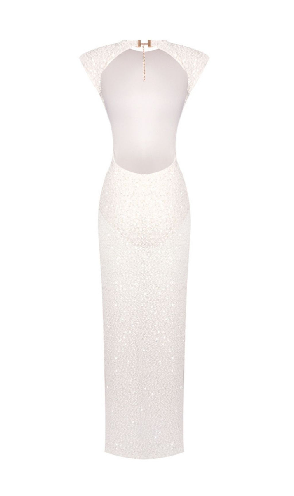 Kees White Sequin Backless Maxi Dress: Dazzling Red Carpet Glamour