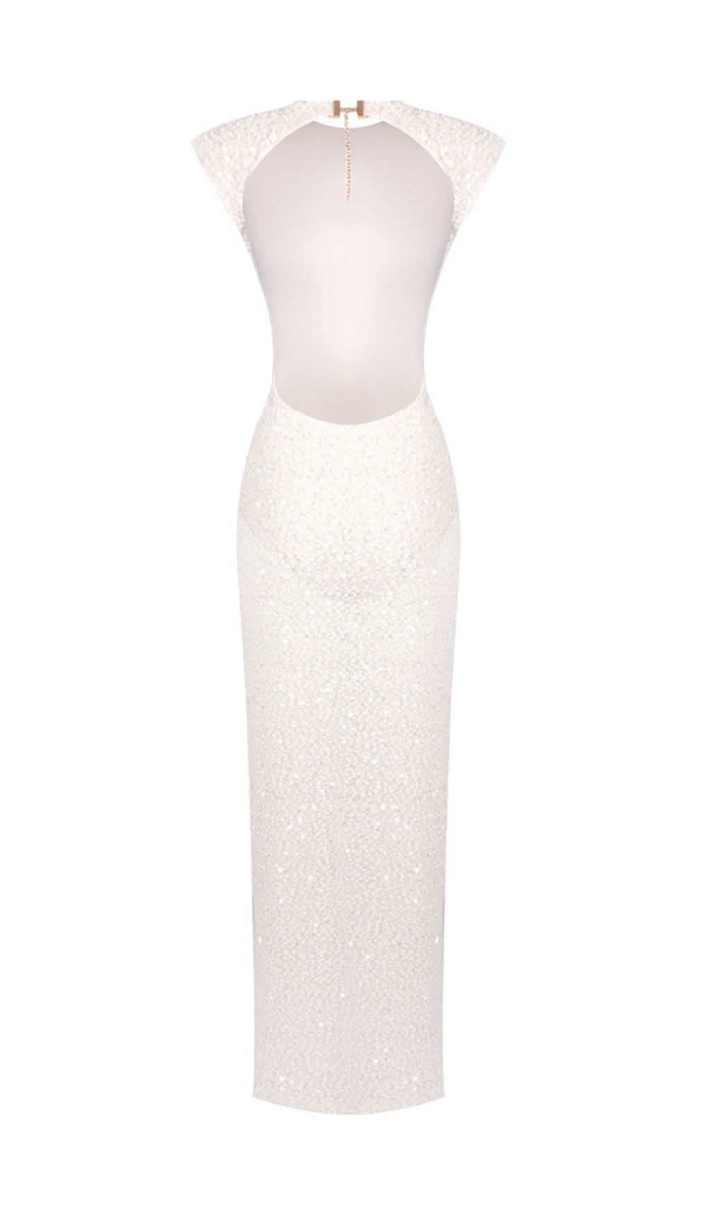 Kees White Sequin Backless Maxi Dress: Dazzling Red Carpet Glamour
