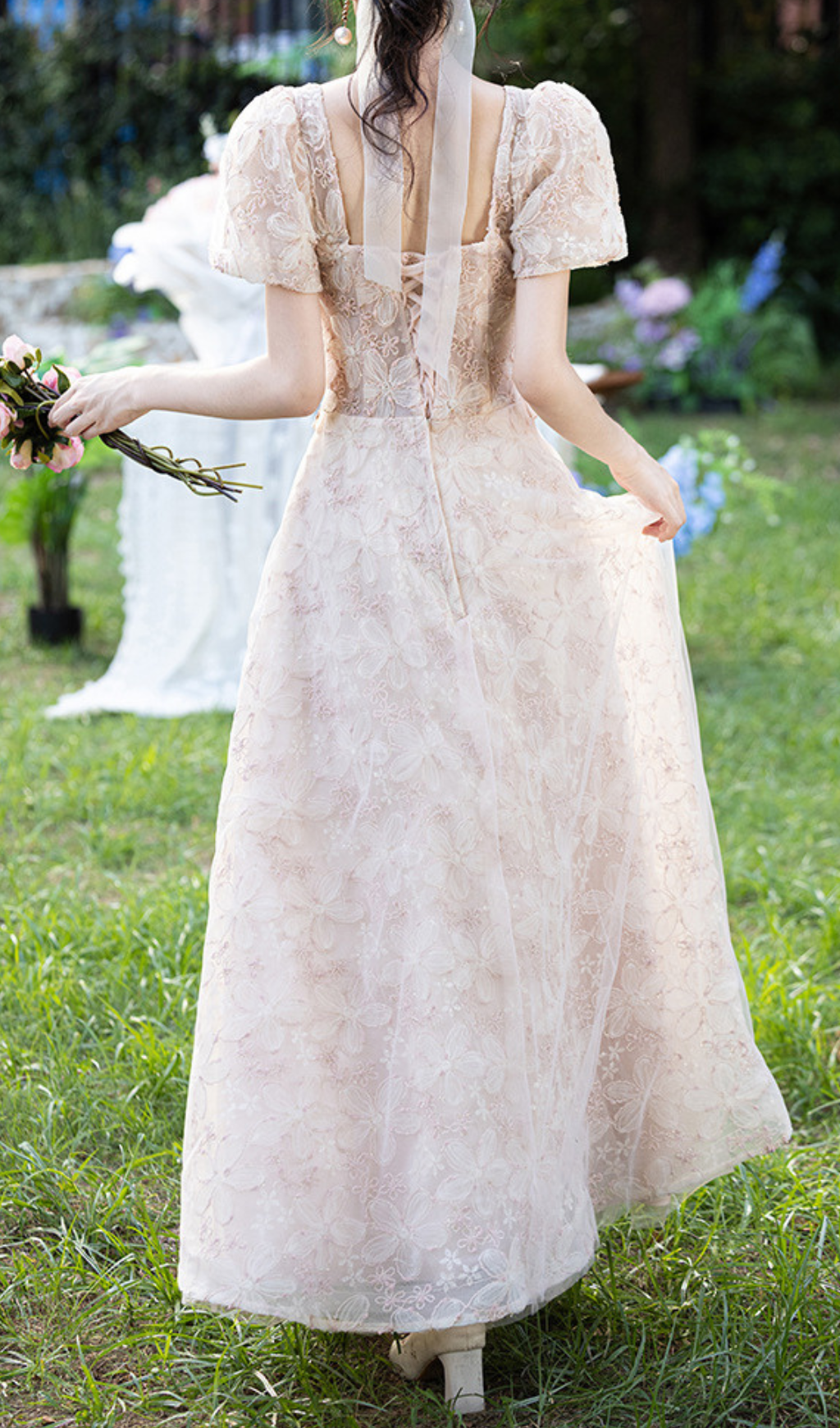 Gable Flower Mesh Maxi Dress