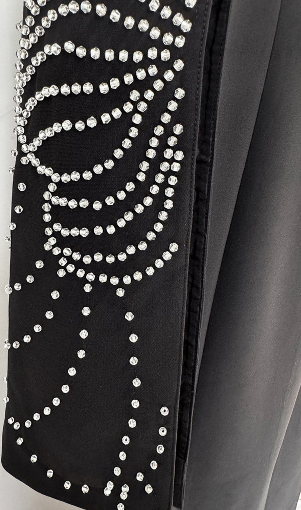 Dalit Black Long Sleeve Diamond Maxi Dress