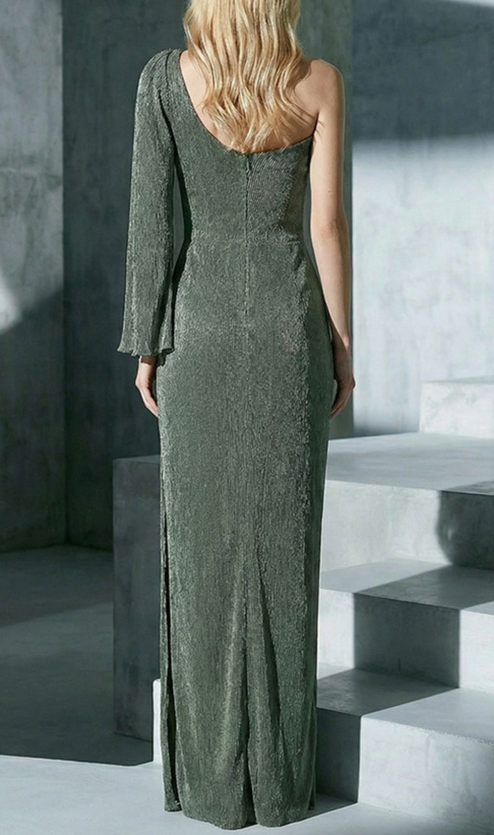 Jenae Olive One-Shoulder Maxi Dress