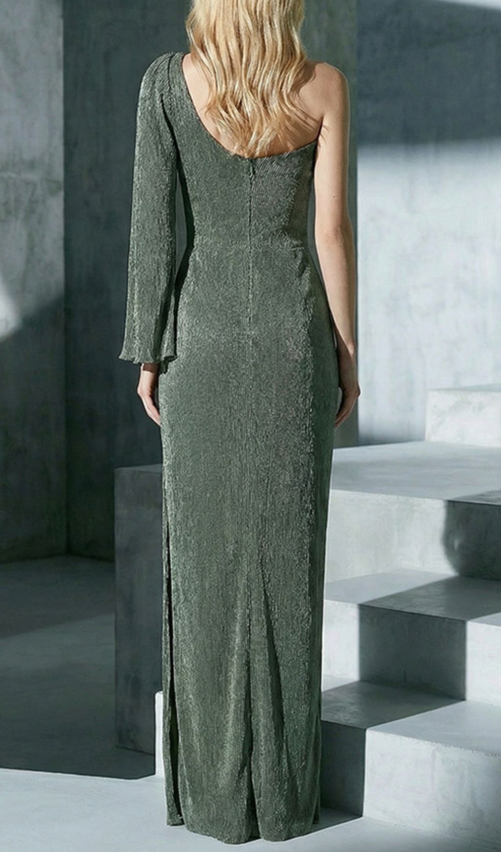 Jenae Olive One-Shoulder Maxi Dress