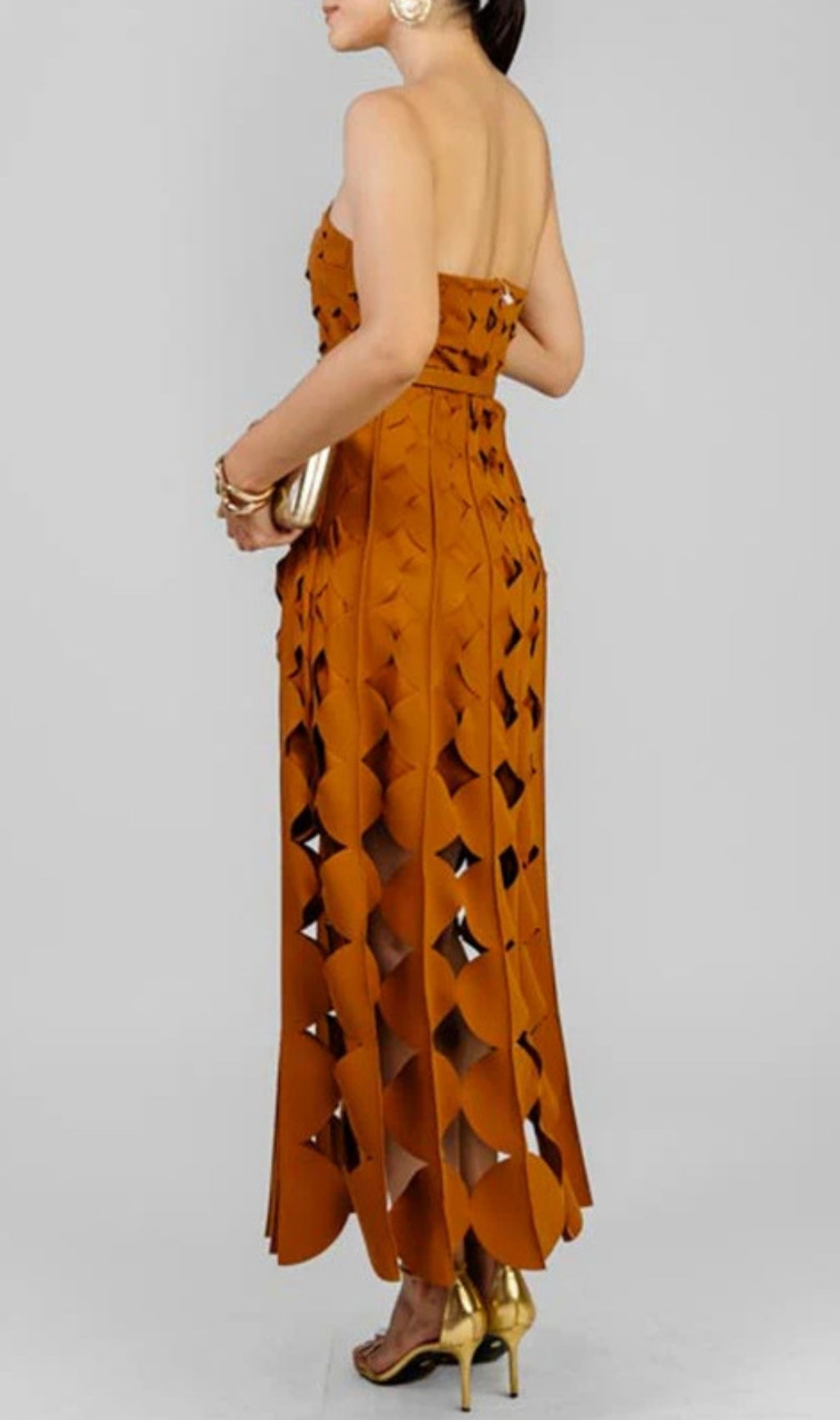 Fifi Brown Strapless Maxi Dress
