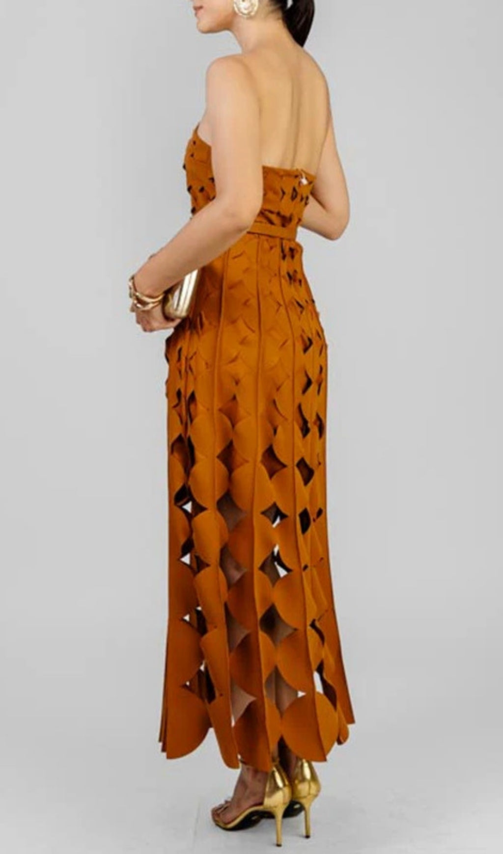Fifi Brown Strapless Maxi Dress