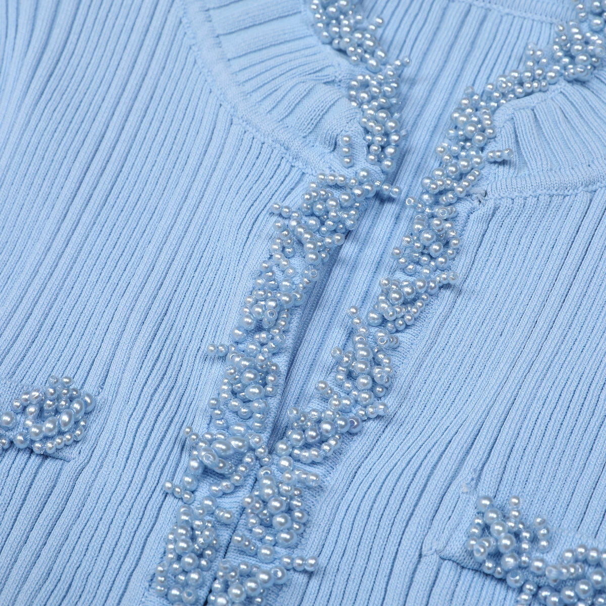 Julio Chic Baby Blue Ribbed Knit Cardigan & Ruffle Mini Skirt Set