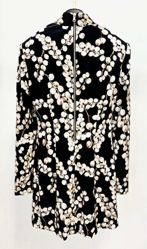 Chaha Redcurrant Print Velvet Mini Dress