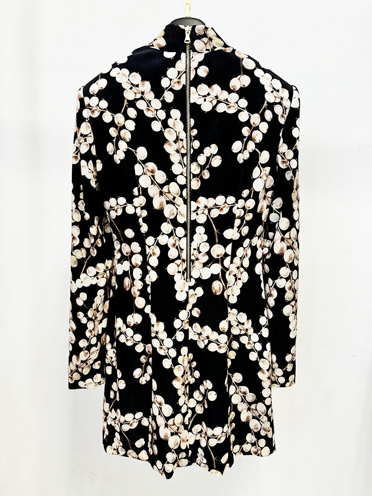 Chaha Redcurrant Print Velvet Mini Dress