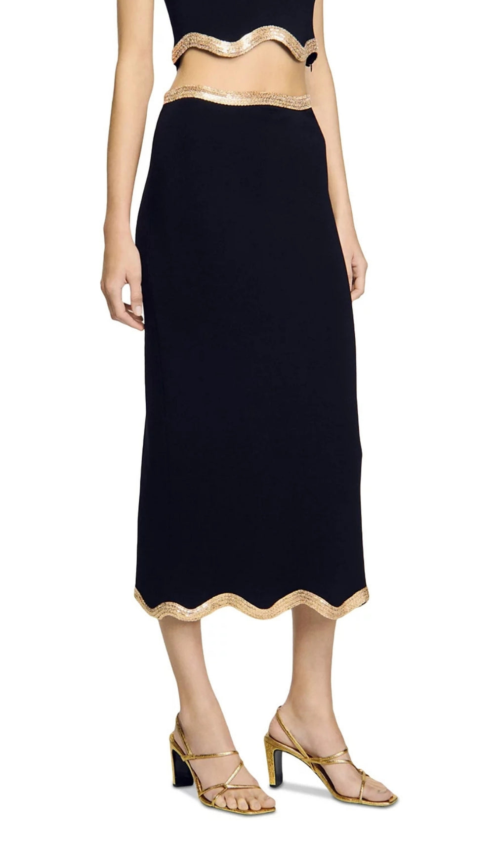 Chain Trim Midi Skirt