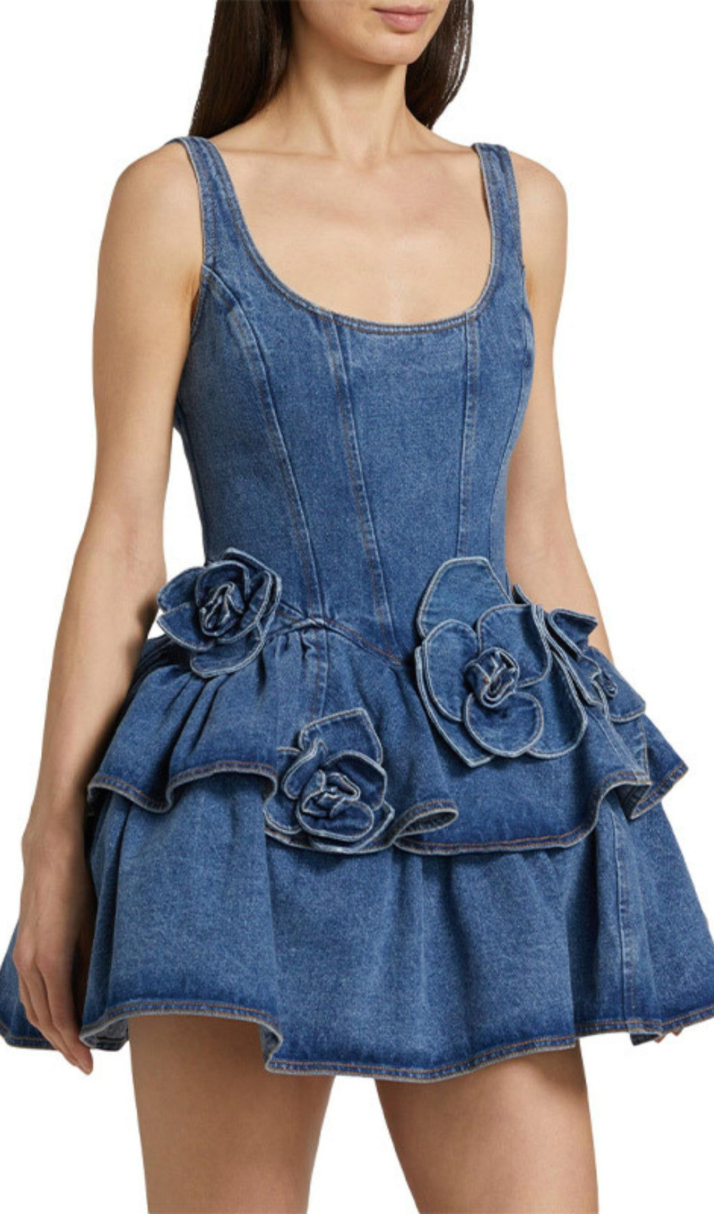 Elly Blue Flower Denim Mini Dress