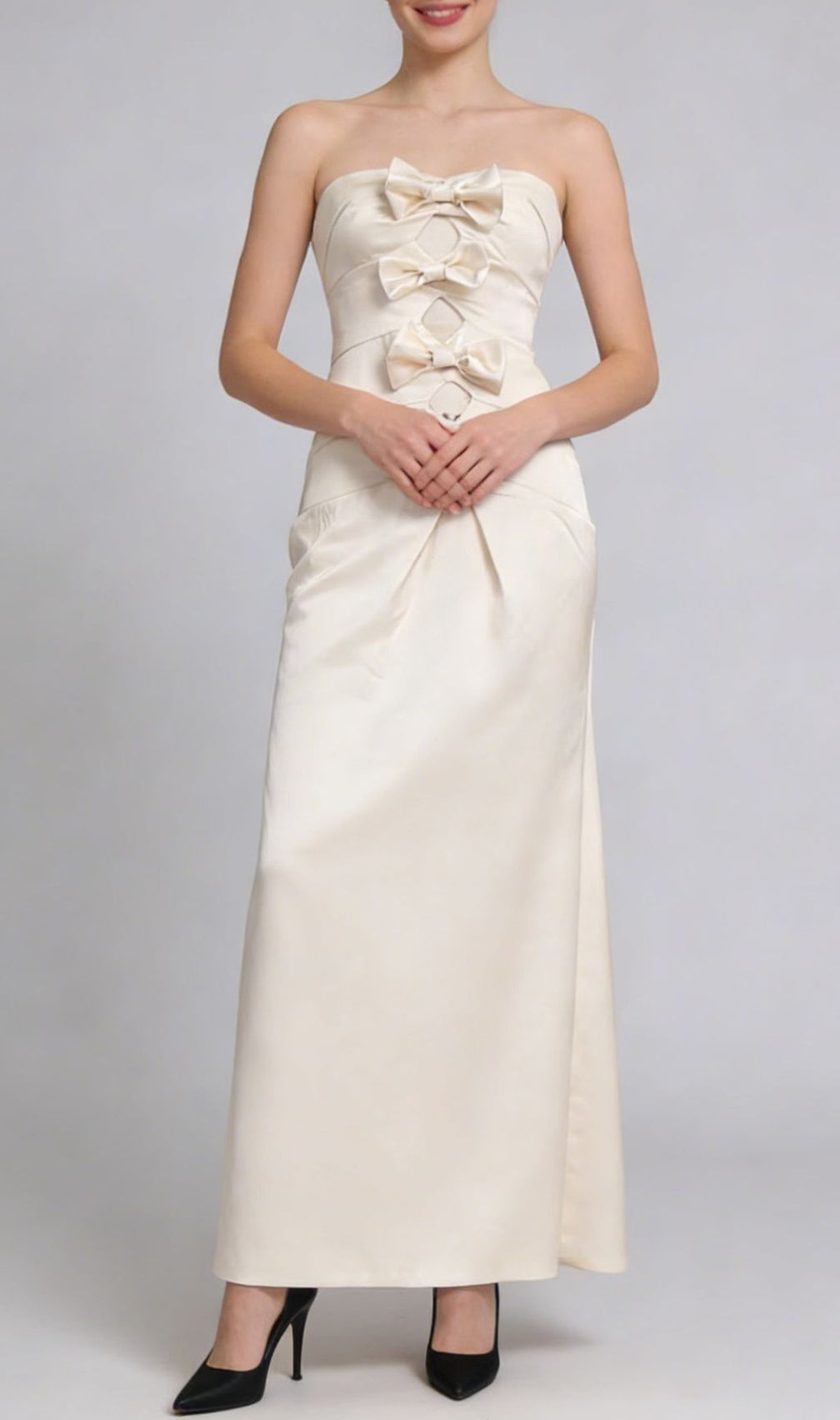 Jenielle Strapless Bow Midi Dress | Elegant Occasion Wear for Women