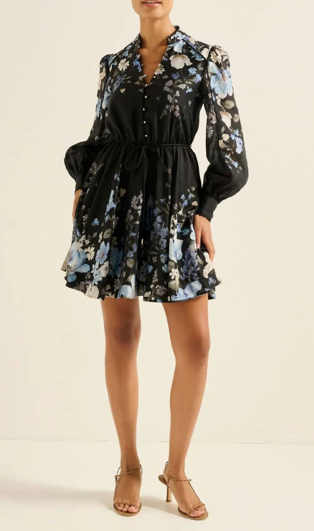 Gayatri Flower Printed Long Sleeve Mini Dress