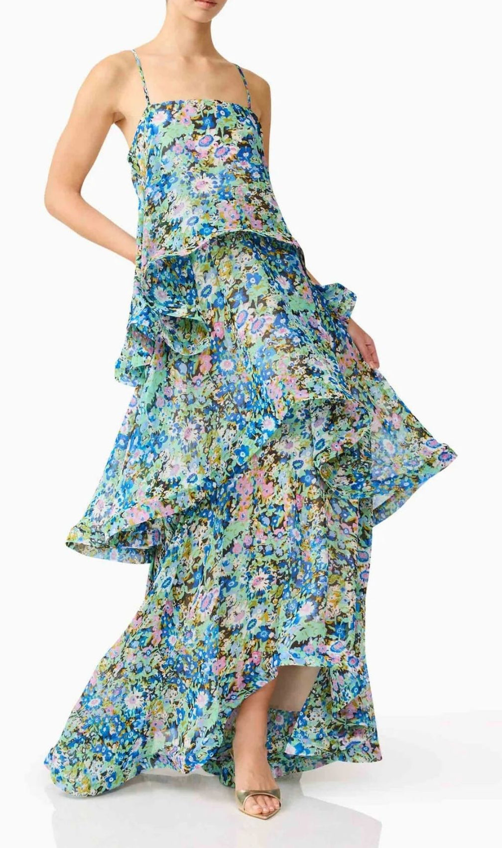 Lael Green Floral Printed Maxi Dress