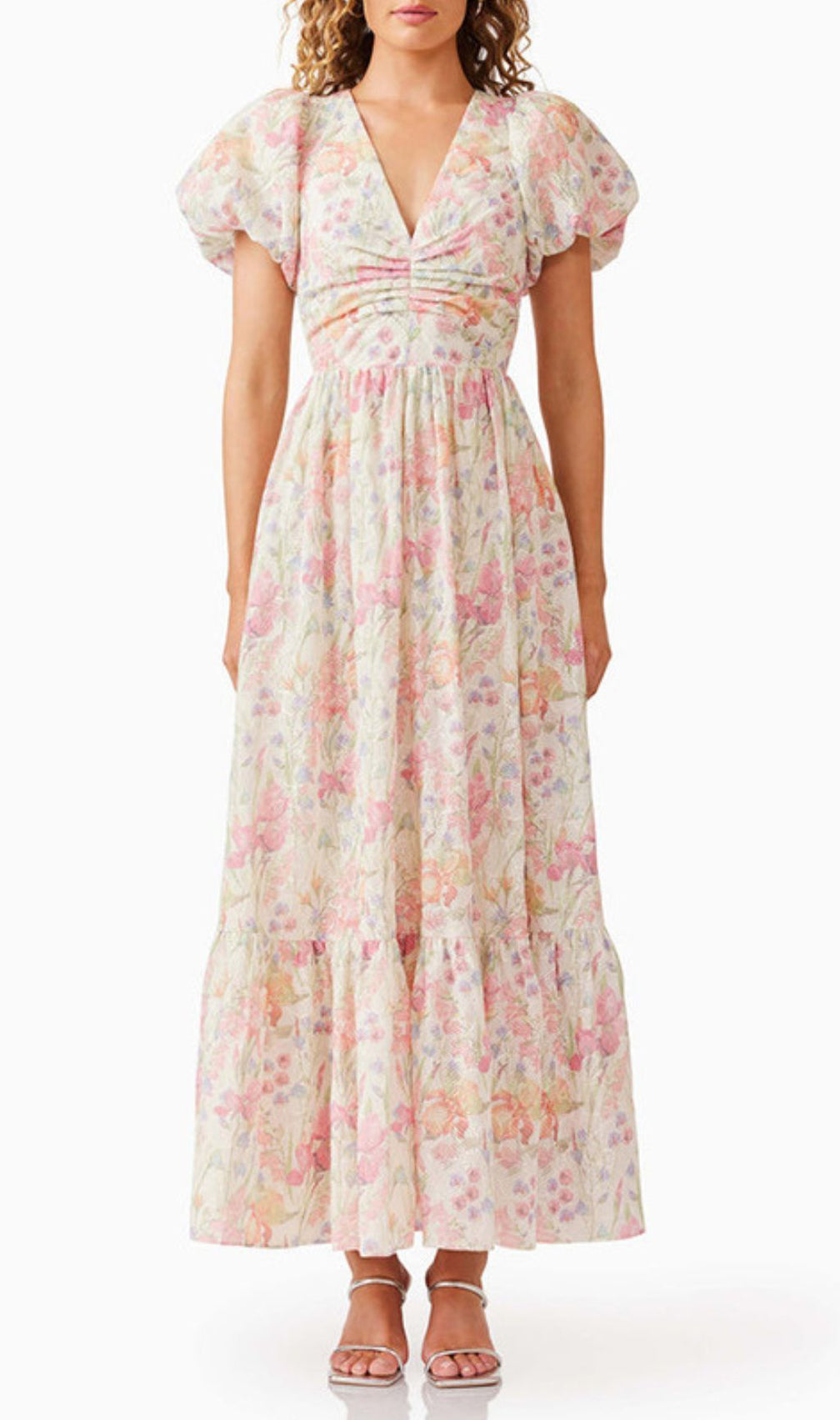 Gizela Floral Puff-Sleeve Maxi Dress