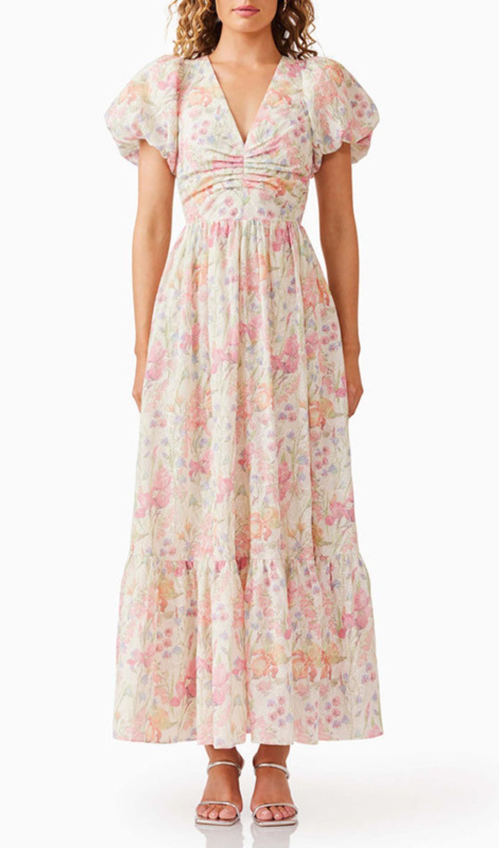 Gizela Floral Puff-Sleeve Maxi Dress