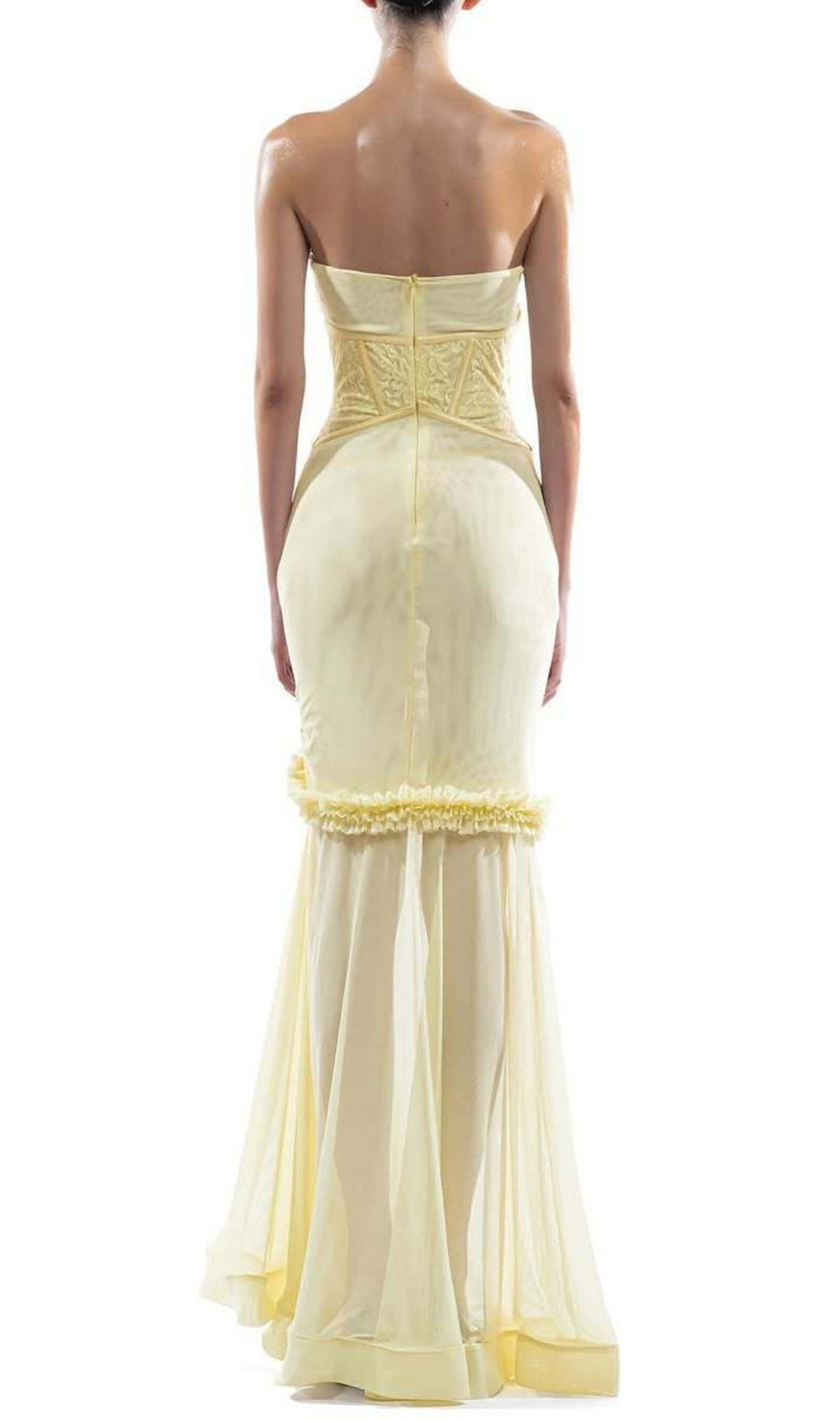 Evren Yellow Strapless Corset Maxi Dress