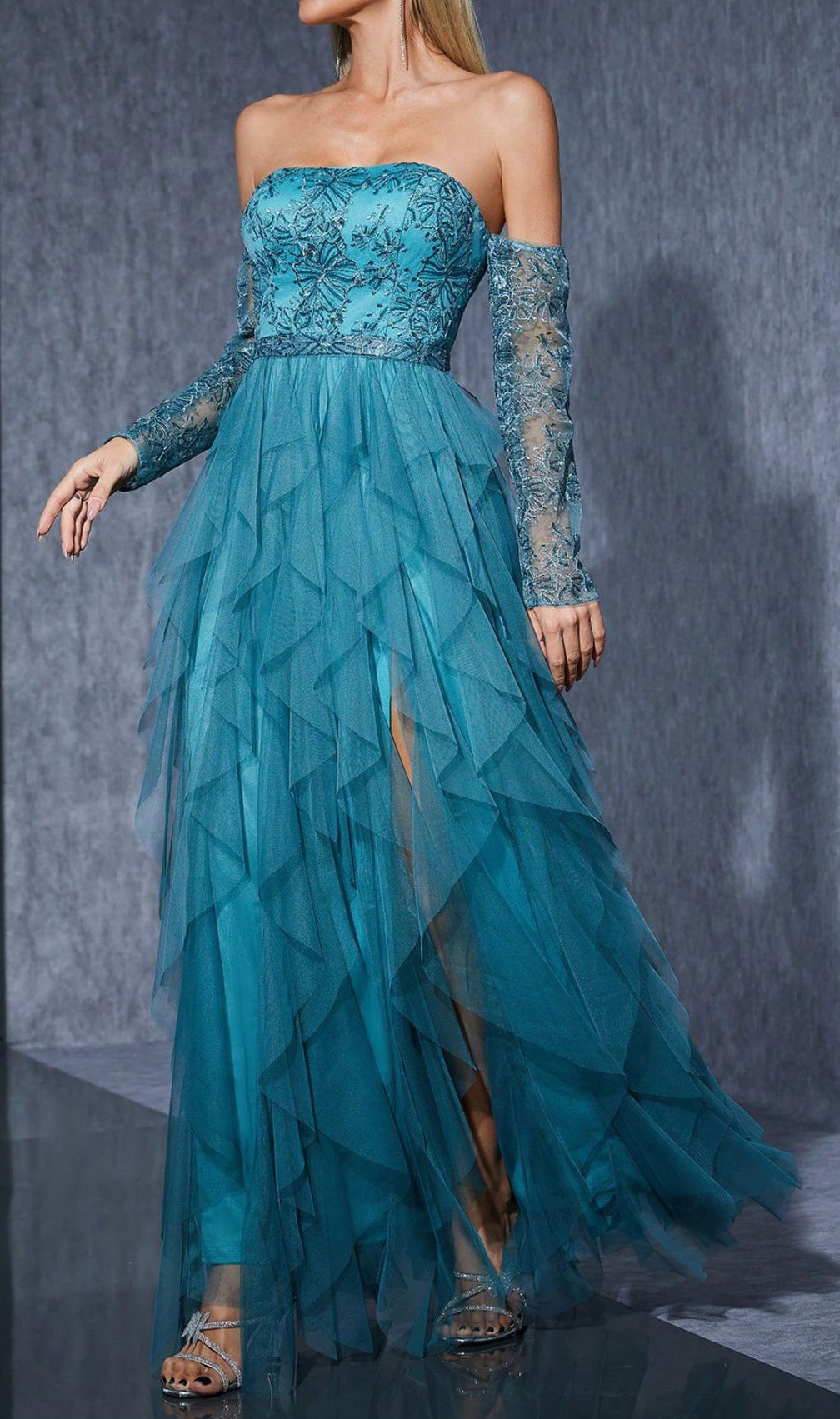 Hamako Off-Shoulder Mesh Maxi Dress