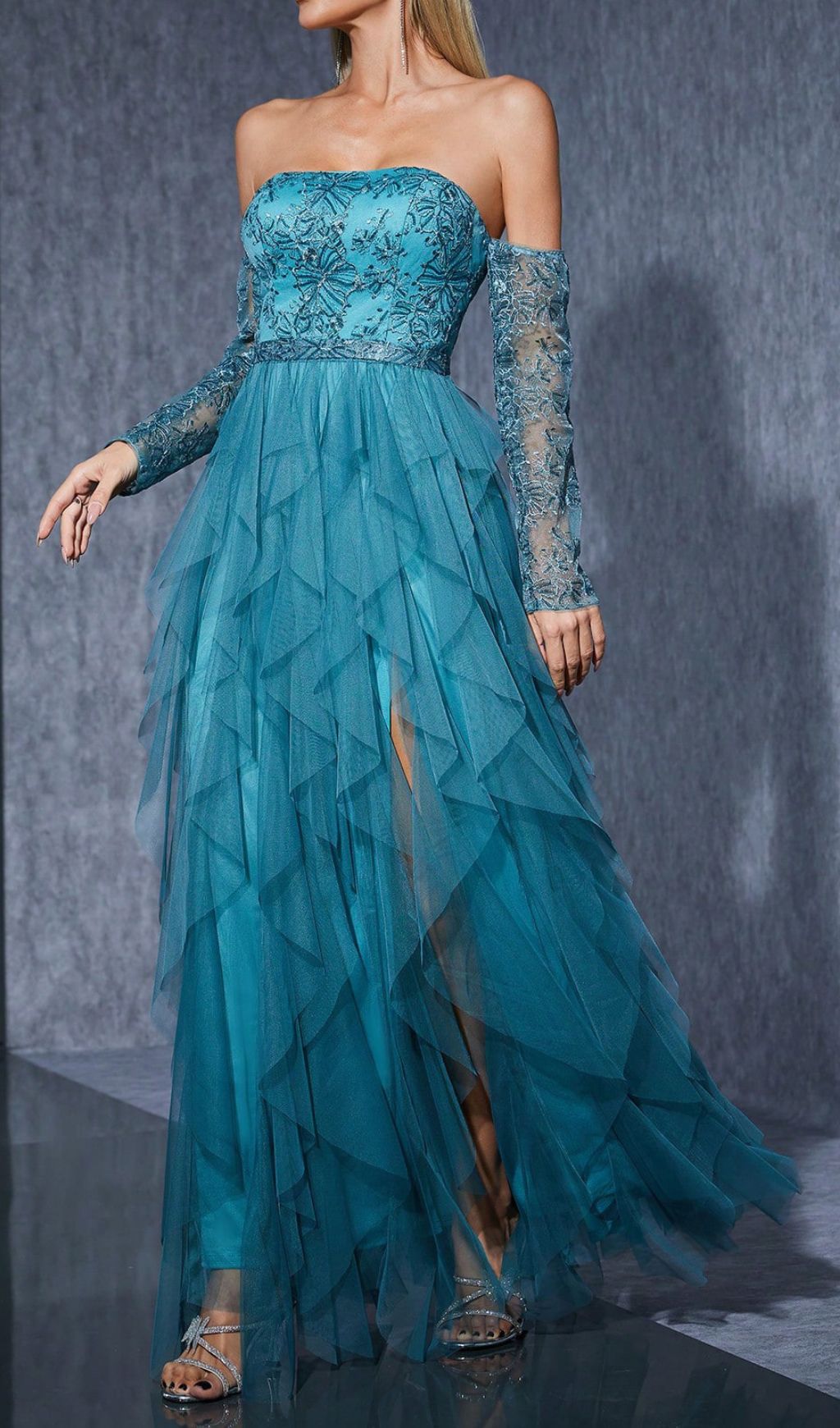 Hamako Off-Shoulder Mesh Maxi Dress