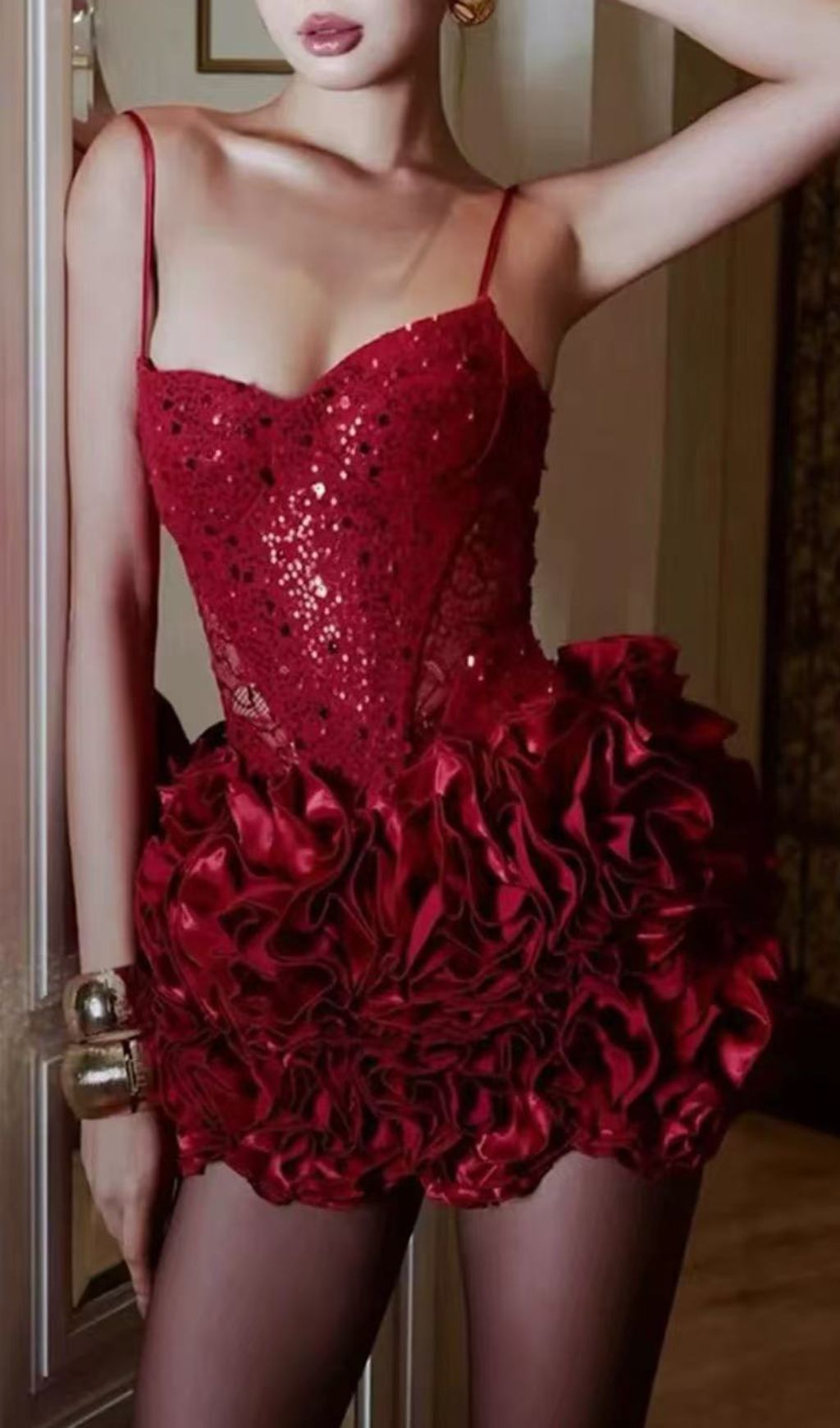 Janet Red Sequin Mini Dress: Dazzling Strappy Party & Cocktail Glamour