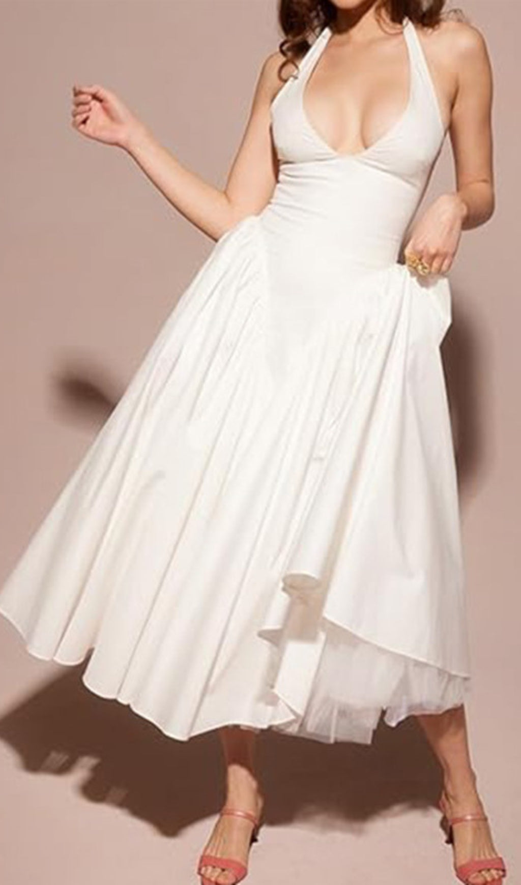 Dierdra White Halter Midi Dress