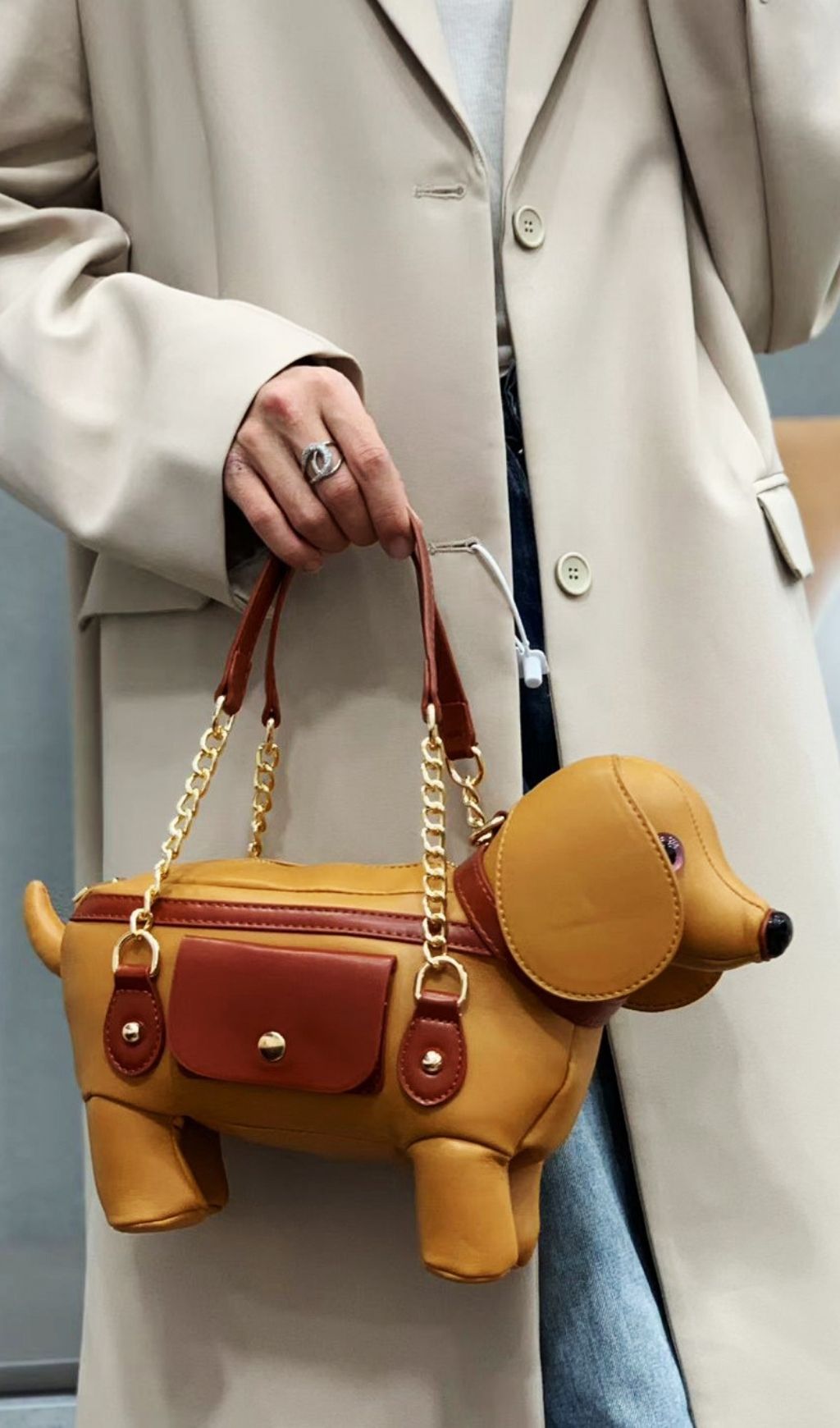 Khari Chic Dachshund Bag - Whimsical Dog-Shaped Crossbody & Handbag