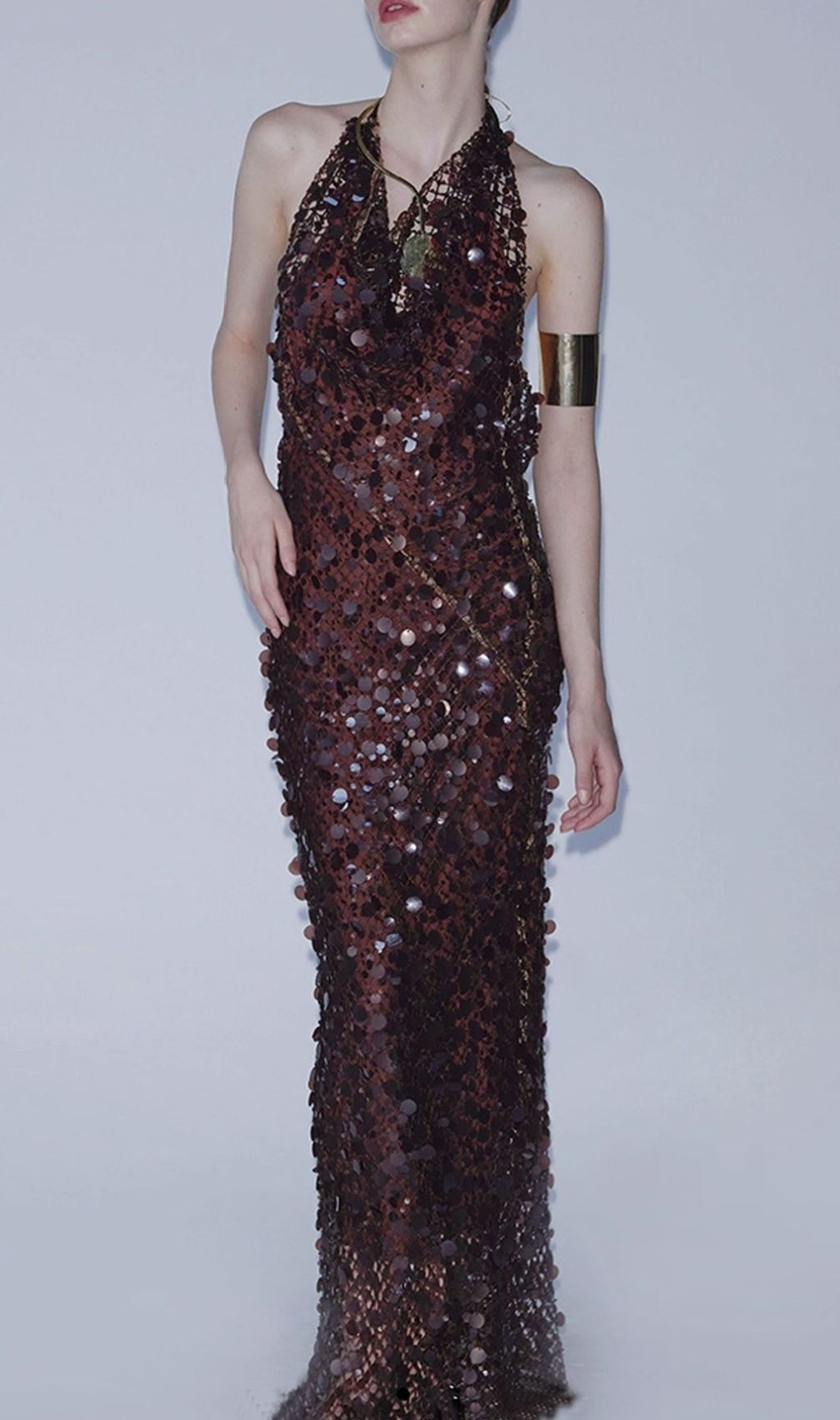 Averixal Glamorous Gold Sequin Backless Halter Maxi Dress – Your Showstopper Gown