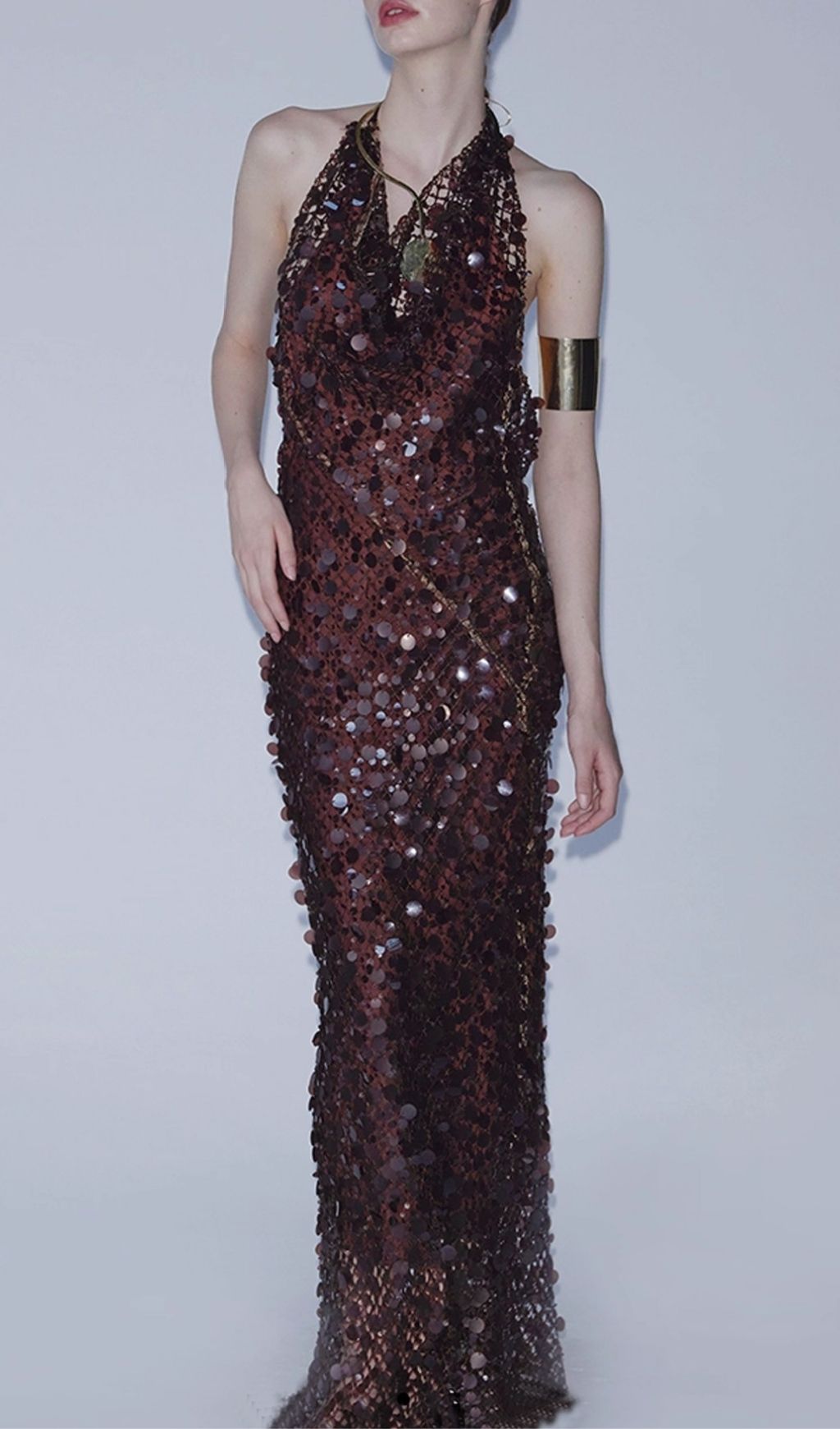 Averixal Glamorous Gold Sequin Backless Halter Maxi Dress – Your Showstopper Gown