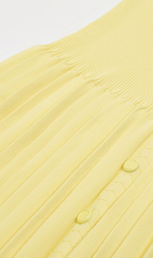 Jackie Yellow Ribbed Knit Maxi Dress & Cardigan Set