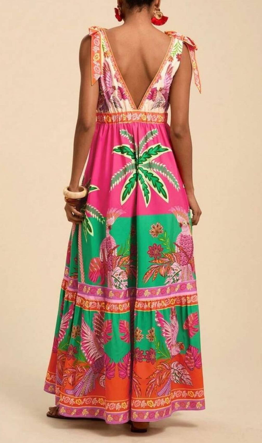 Laken Printed V-Neck Maxi Dress