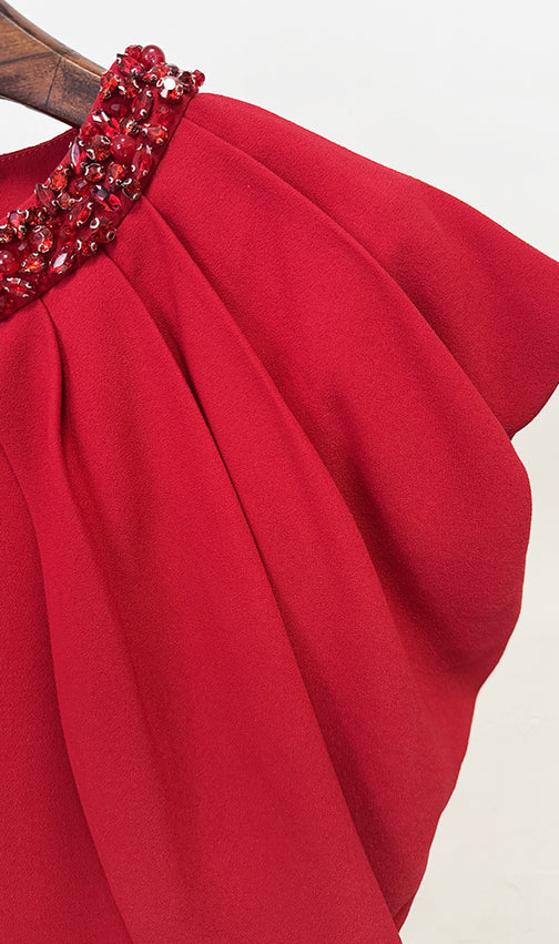 Kyû Red Diamante Maxi Dress