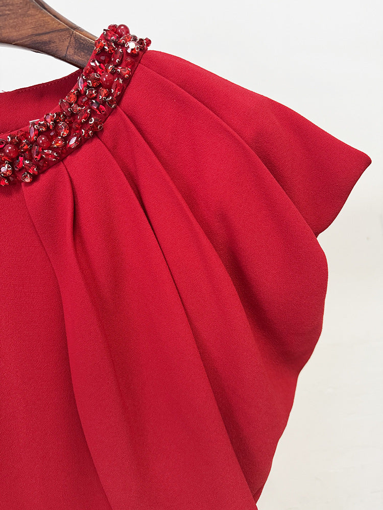 Kyû Red Diamante Maxi Dress