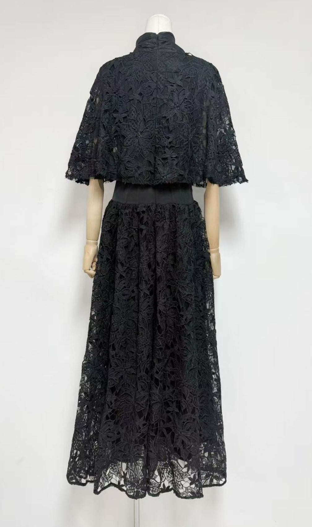 Chantelle Black Lace Maxi Dress: Dramatic Bow Neck & Voluminous Sleeves | Elegant Formal Gown